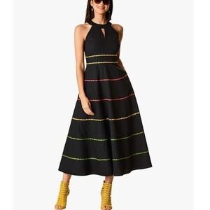 WAYWARD FANCIES ESHAKTI Poplin Ric Rac MIDI DRESS‎ Women Medium 8-10 Halter